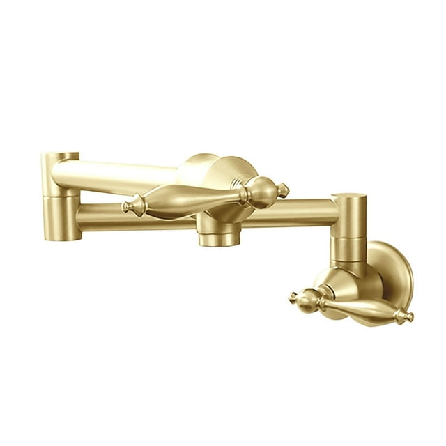 Robinet de Cuisine Mural Double Joint Bras Oscillant pour Évier, Noir Mat, Débit d'Eau Élevé