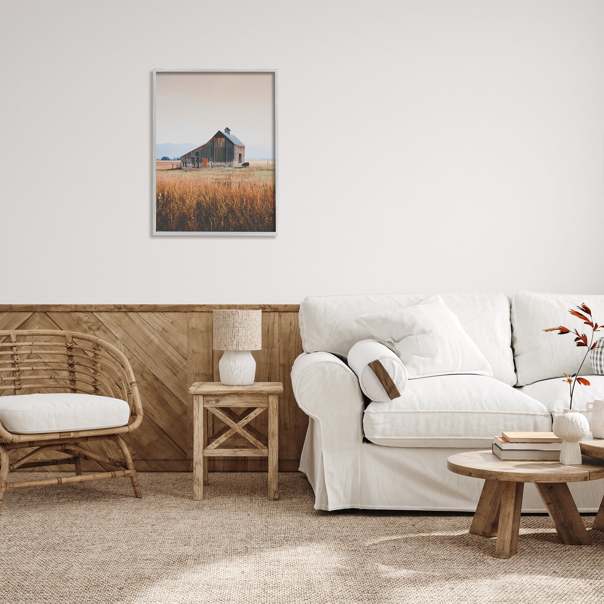 Stupell Industries Rural Barn Landscape Nature Photography Gray Framed Art Print Wall Art, 24 x 30