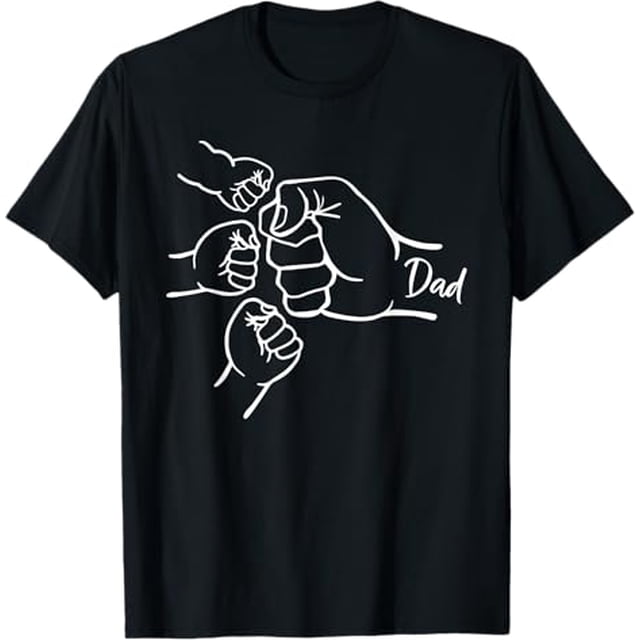 Dad of Three Fist Bump Tee – 100% Cotton, Black Short Sleeve, Ideal for Father's Day