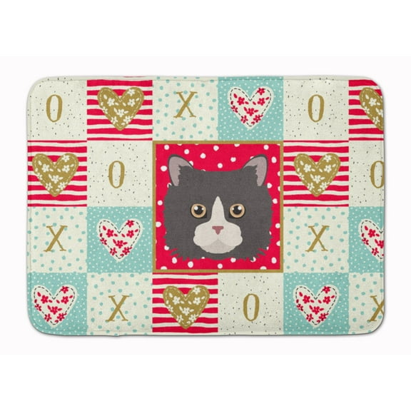 Poodle Cat Love Machine Washable Memory Foam Mat Red