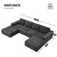 thumbnail image 2 of Euroco 110*72" Modular U Shaped Sectional Sofa with Ottomans,Luxury Cloud Chenille Floor Couch with Deep Seat,No Assembly Required,Fully Compressed Upholstered Sofa for Living Room,Bedroom,3 Colors, 2 of 9