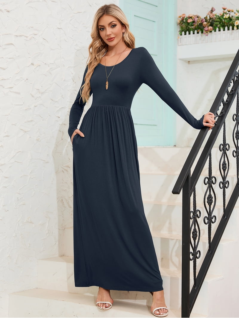 chinese dress ladies Navy Sleeveless Maxi Dress - Blue Dresses