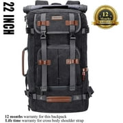 WITZMAN Travel Backpack for Men Large Canvas Backpack Luggage Carry on Duffel Bag A519-1 Black