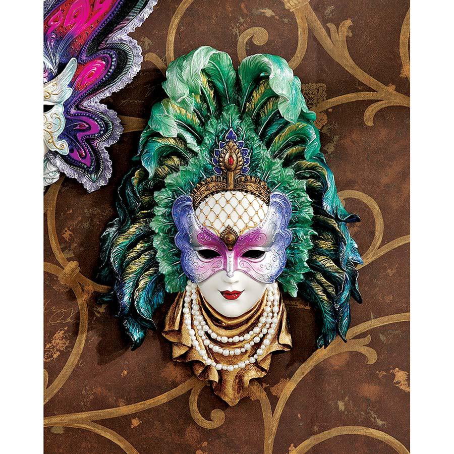 VENETIAN CARNIVALE WALL GREENMAN FEATHERED FACE SCULPTURE Italian Mask Art Gift 
