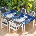 thumbnail image 2 of Navy Blue Christmas Table Cloths for 4 Foot Rectangle Tables, Snowman Snowflake Gifts Xmas Tree Patio Waterproof Elastic Fitted Tablecloths, Washable Rectangular Table Cover for Camping, 2 of 8