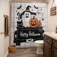 thumbnail image 3 of Halloween Shower Curtain - Water Repellent Fabric Shower Curtains Washable, Funny Ghost Pumpkins Black Cat Truck Wooden Decorative Polyester Cloth Bathroom Curtains Modern Bath Decor 36"x72", 3 of 8