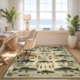 thumbnail image 3 of Design&I 6'x9' Washable Area Rug Fishing Bass Lure Vintage Lake Wildlife Cabin Motifs Border Trophy for Queen Size Bedroom, Under Bed, Sleek Flatweave Pet Friendly, 3 of 7