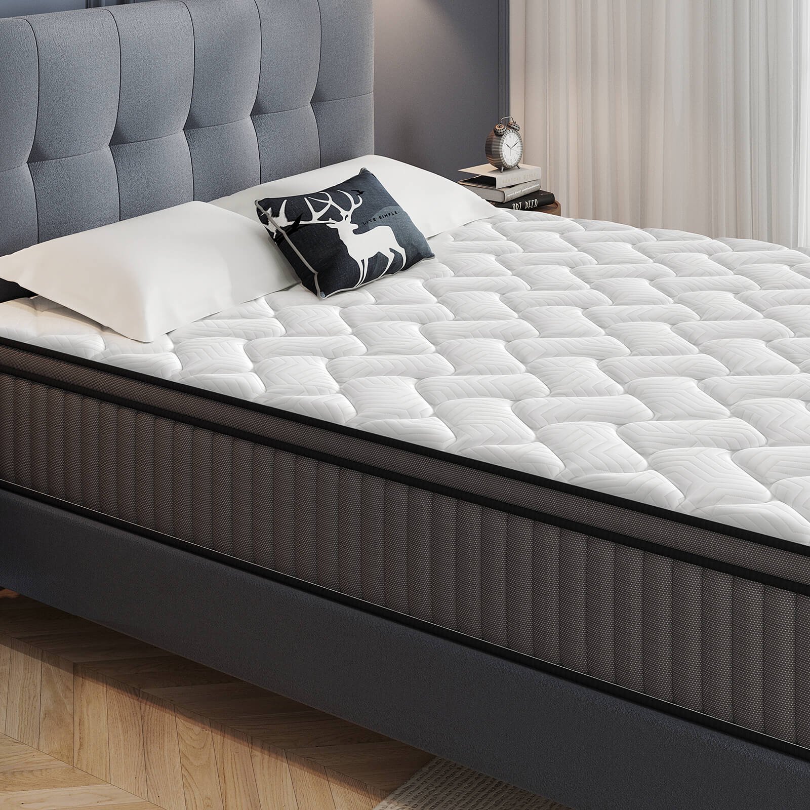 Full Size Mattress, VPSIO 10 inch Hybrid Mattress with Fiberglass Free, Memory Foam, Breathable Euro Pillow Top Mattress for Cooler Sleep Supportive & Pressure Relief, Medium Firm