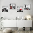 thumbnail image 6 of Paris Wall Art Bathroom Decor Red and Black Cityscape Canvas Pictures Bedroom Eiffel Tower Wall Decor for Living Room Kitchen Artwork Famous City Landmarks Posters Modern Home Decorations 12x12" 4 Pcs, 6 of 6