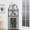 thumbnail image 2 of Zzistar Corner Bar Cabine, Wine Cabinet with Removable Glass Shelves, Sideboard Buffet Cabinet, 2 of 7