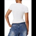 thumbnail image 3 of Camiseta Básica de Verano para Mujer, Corta, Cuello Redondo, Corte Ajustado, Top Corto M, 3 of 8