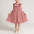 thumbnail image 5 of MKOSPLRT Girls Sleeveless Dress Ruffle Flower Mesh Tutu Gown Kids Flowy Party Skirt Vacation Easter Outfits Pink 0-1 Years, 5 of 6