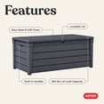 thumbnail image 2 of Keter Brightwood 120 Gallon Durable Resin Outdoor Deck Box Storage Organization, Anthracite Gray, 2 of 13