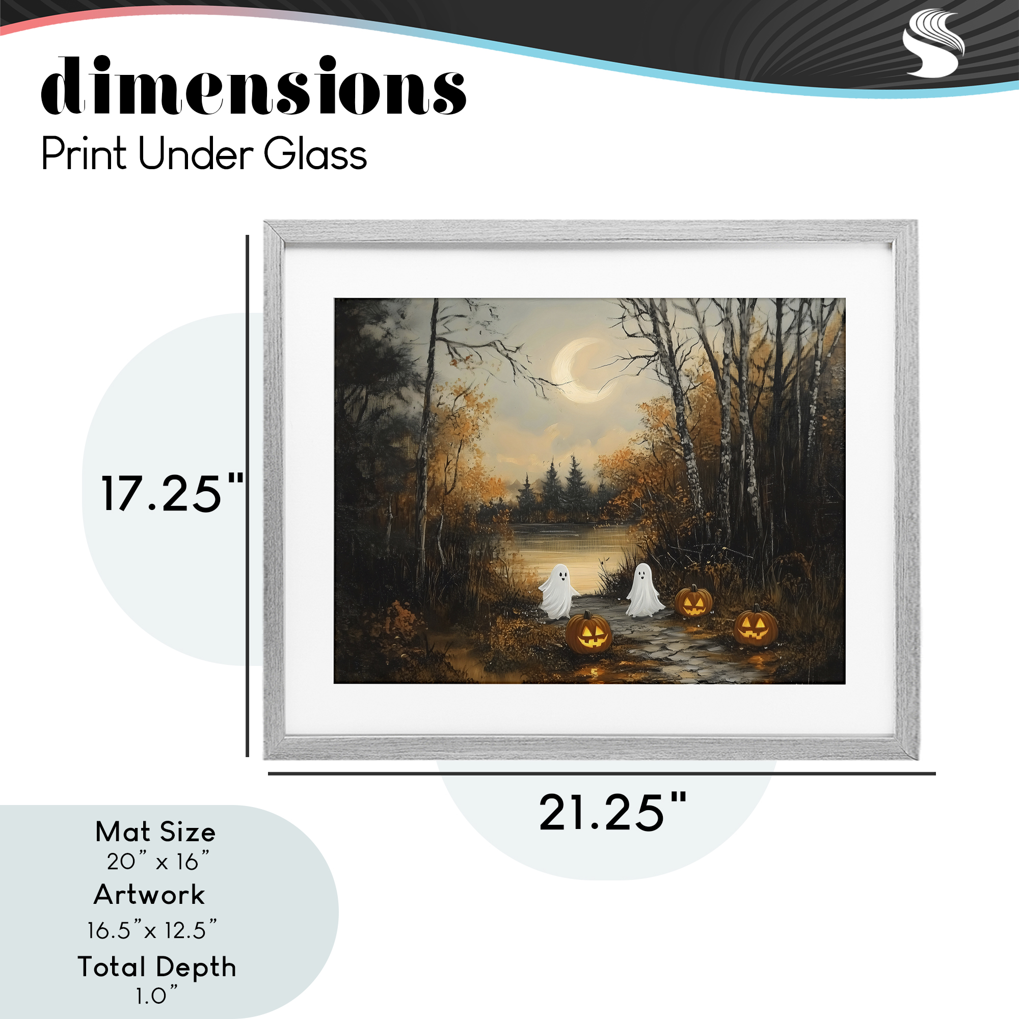 Autumn Ghosts at Lake Gray Framed Print Under Glass, design by Arlington Prints