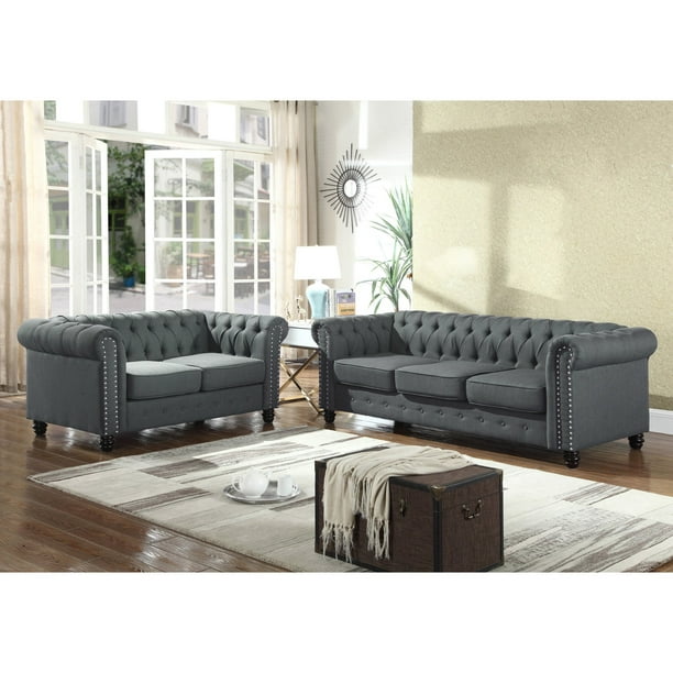 Best Master Furniture Venice 2 Piece Upholstered Sofa Set