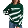 thumbnail image 2 of cfhntfmh Sweat-Shirt Surdimensionné pour Women Automne Ample Rayé Manches Longues Basique R-Shirts Décontracté Col Rond Pull Tops, 2 of 7