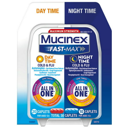 UPC 363824551302 product image for Mucinex Fast-Max Maximum Strength Day Time and Night Time All-in-One Cold and Fl | upcitemdb.com
