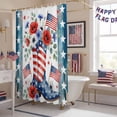thumbnail image 5 of Independence Day Shower Curtain, 72" x 72", American Flag Boots Flowers Blue Wood Grain Waterproof Bathroom Curtain Washable Shower Curtain Set with 12 Hooks, 5 of 9