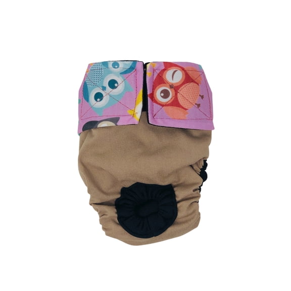 Barkertime Happy Owls on Brown Dog Diaper