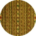 thumbnail image 1 of Ahgly Company Indoor Round Oriental Yellow Modern Area Rugs, 5' Round, 1 of 4