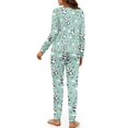 thumbnail image 3 of FOR U DESIGNS Green Panda Women's Long Sleeve Drawstring Pajamas Set 2 Piece Size S Sleepwear Long Crew Neck Tops and Pants for Women Nightwear Jogger Loungewear, 3 of 6