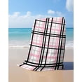 thumbnail image 4 of Pink Black Plaid Beach Towels Oversized Super Absorbent, Farmhouse Pink Black Checkered Lightweight Bath Towel Quick Dry Sets For Bathroom/Pool/Rv Camping/Beach Play/Gym Room/Picnic 35"x70", 4 of 8