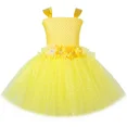 thumbnail image 3 of Vestido de tutú de hada con flores amarillas brillantes para niñas, para fiesta de cumpleaños, vestidos de princesa, disfraz de hada mariposa para Halloween para niños, 3 of 5