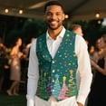thumbnail image 4 of Yuyamidu Colorful Xmas Tree Men's Slim Fit Suit Vest Snowflake Waistcoat with 3 Pockets for Business Formal Wedding Prom and Casual Tuxedo Wear Size M, Christmas, 4 of 7