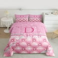 thumbnail image 2 of Manfei Letter Monogrammed D 2pcs Bedding Comforter Set,Kawaii Butterfly Bowknot Twin Comforter Sets,Pink Bling Glitter Breathable Bedding Set,Ultra Soft Home Decor,Reversible, 2 of 8