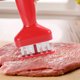 thumbnail image 3 of EeaseMX Ablandador de carne de cerdo con aguja ancha y suelta, de acero inoxidable, con mango de plástico, para aflojar carne, portátil, con funda para el hogar, la tienda y la cocina (rojo), 3 of 8