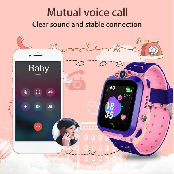 Montre intelligente pour enfants TR5-1 2G avec fente pour carte Micro SIM  1.54inch Touching Screen anti-montre de poignet avec GPS LBS Positioning  SOS appelant Chat vocal imperméable Météo pour enfant 