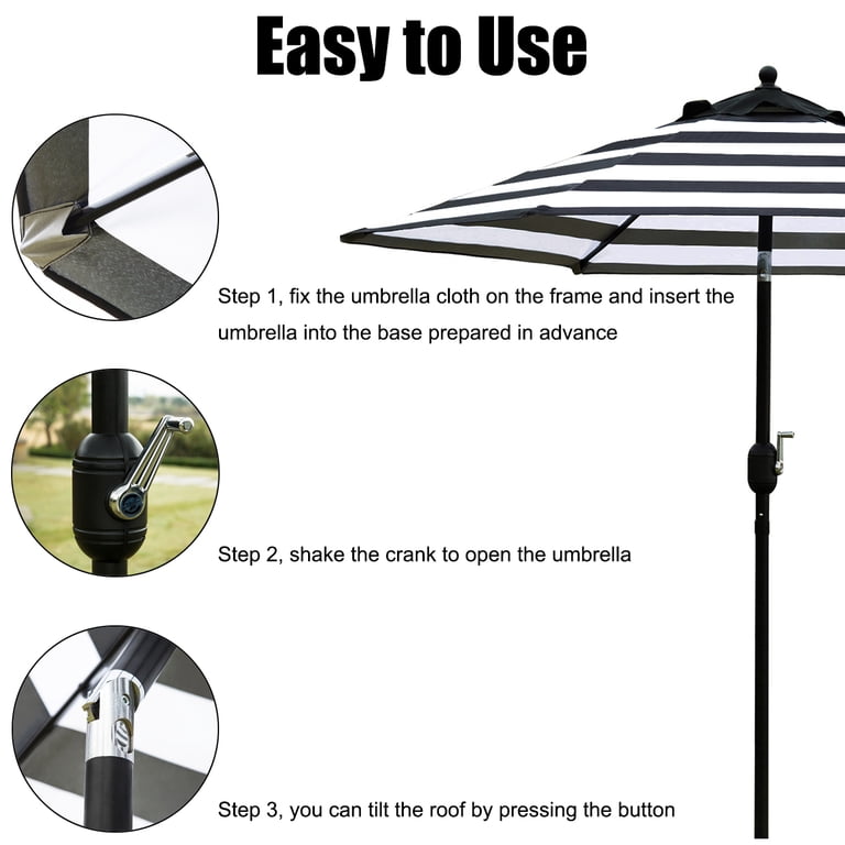 7.5 ft black and white patio umbrella Blissun Umbrella, Yard Umbrella, Outdoor Market with Push Button Tilt Crank (Black&White) : Patio, Lawn & Garden button tilt design can adjust the shade to any desired angle. Venice 7.5' Square Crank Umbrella