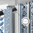 thumbnail image 3 of Lfeey Navy Blue Floral Geometric Blackout Curtains 96 inch Long for Bedroom, Boho, Room Darkening Grommet Window Drapes, 2 Panels, 3 of 7