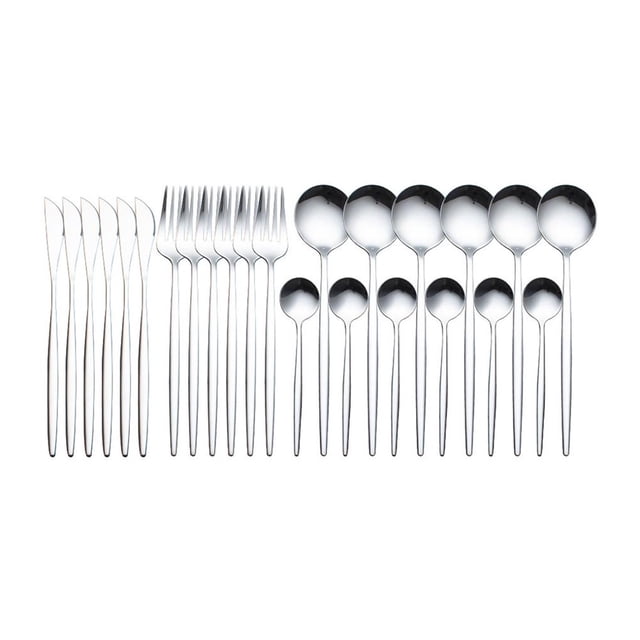 PENGXIANG 24 Pcs Cutlery Set Rust-proof Tableware Set Accessory Lightweight Stainless Steel Tableware Set Easy-washing Flatware Kit for Hotel Home