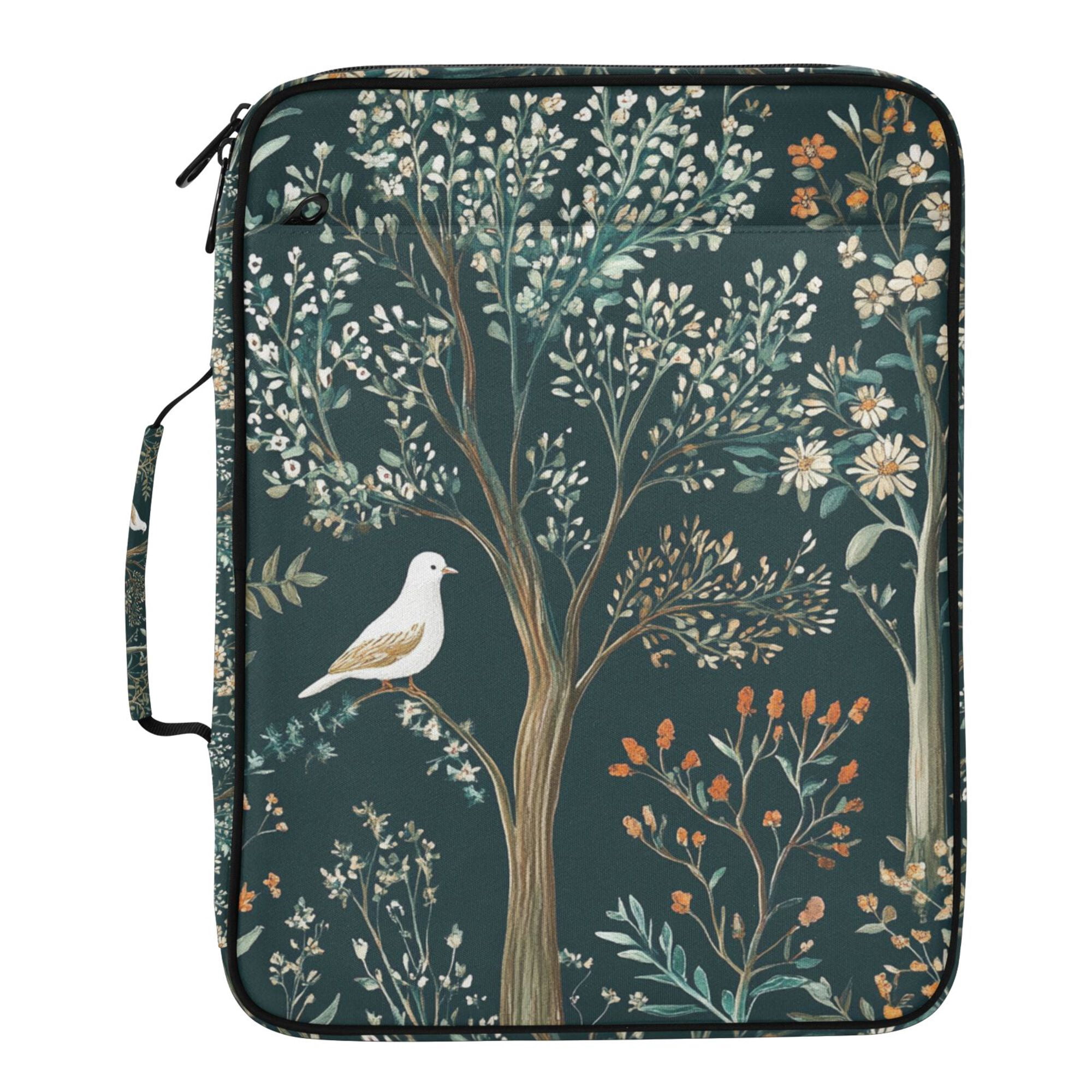 FORMRS Accordion File Folder A4 Size 7-Pocket Expanding Document Organizer Bag with 3 Ring Binder, Floral Forest Scene