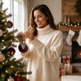 thumbnail image 5 of 2026 Christmas Indoor Home Decor Red Flocked Christmas Balls Ornaments 9Pcs Christmas Tree Decorations Balls With Gold Glitter Shatterproof Xmas Hanging Baubles For Holiday Wedding Party, 5 of 5