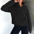 thumbnail image 2 of Yokua Quarter Zipper Cropped Sweatshirt Long Sleeve Oversized Pullover Top for Women, 2 of 8