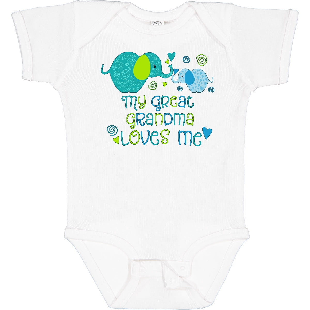 Inktastic My Great Grandma Loves Me Cute Elephants Boys or Girls Baby Bodysuit