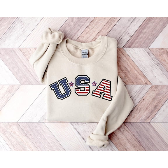 USA Flag America 4th of July Patriotic Independence Day Sweatshirt All Size S-5Xl