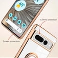 thumbnail image 2 of Compatible with Google Pixel 7 Plus 5G Case Heart Plating Kickstand Mental Ring Luxury Elegant Case Camera Protector TPU Shockproof Back Cover Designed for Google 7 Plus 5G Case -White, 2 of 10
