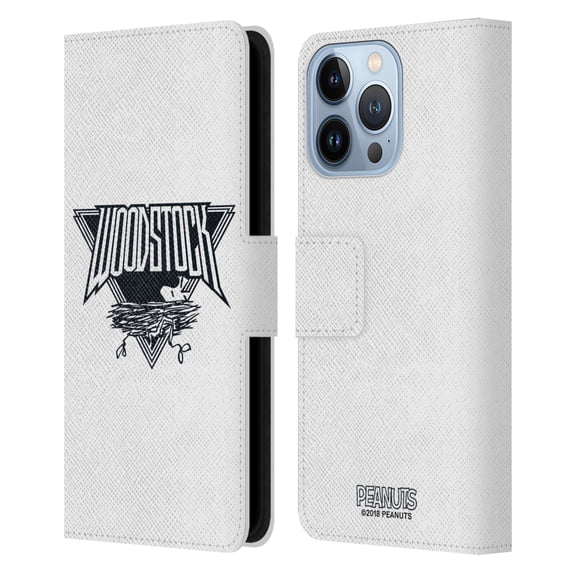 Head Case Designs Officially Licensed Peanuts Rock Tees Woodstock Insignia Leather Book Wallet Case Cover Compatible with Apple iPhone 13 Pro