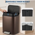 thumbnail image 4 of Kitchen Trash Can, 5.3 gal Stainless Steel Garbage Can with Soft Close Lid Foot Pedal & Removable Inner Bucket, Rectangular Step On Waste Bin for Office Bedroom (Matte Brown) 12L, 4 of 6