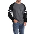 thumbnail image 2 of Seyurigaoka Men Juniors Casual Raglan Long Sleeve T-shirt, Plus Sized Patchwork Round Neck Pullover, 2 of 5