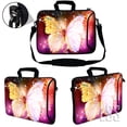 thumbnail image 2 of LSS 15.6 inch Laptop Sleeve Bag Notebook with Extra Side Pocket, Soft Carrying Handle & Removable Shoulder Strap for 14" 15" 15.4" 15.6" - Sparkling Butterfly, 2 of 3