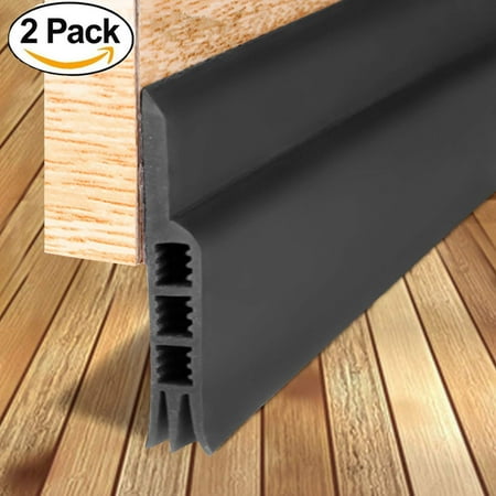 Door Strip, Door Sweep Weather Stripping Draft Stopper Under Door Draft Blocker Door Seal Noise Stopper Kick Off Bugs Mosquitoes(Black 2" Width X 39" Length)