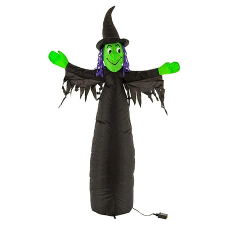 5 Foot Inflatable Scary Black and Green Witch with LED Lights Indoor Outdoor Yard Lawn Prop Decoration - Wicked Blow Up Haunted House Party Display