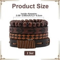 thumbnail image 2 of 4 Styles Adjustable PU Leather Wristbands Leather Hexagram Wrist Cuff Ethnic Tribal Black Brown Woven Wrap Natural Wood Beads Bracelet Arm Armor, 2 of 9