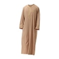 thumbnail image 2 of Vestido largo Kaftan de Oriente Medio Yinane bata informal Abaya con cuello redondo duradera ropa para hombre bata de manga larga Marrón XXXL Caftán para hombre, 2 of 7