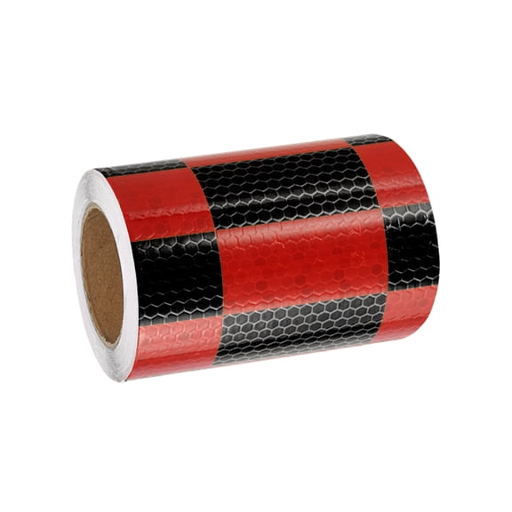 Uxcell Reflective Tape, Self-Adhesive Trailer Reflector Tape Waterproof Warning Sticker Red Black 4 Inch x 16 Feet