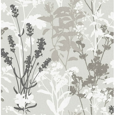 Advantage Pippin Grey Wild Flowers Unpasted Non Woven Wallpaper, 20.5-in by 33-ft, 56.4 sq. ft.